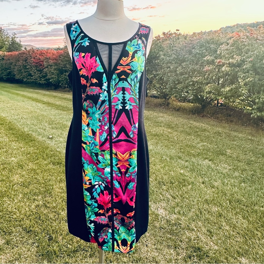 Nicole Floral Bodycon Plus Size Sleeveless Dress
